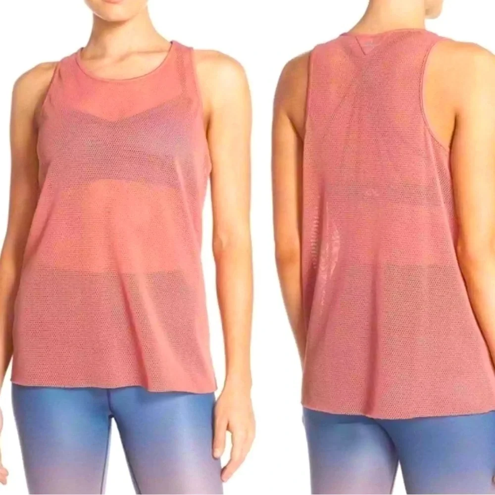 ALO YOGA Lucid Mesh Tank in Blush Pink Size Small